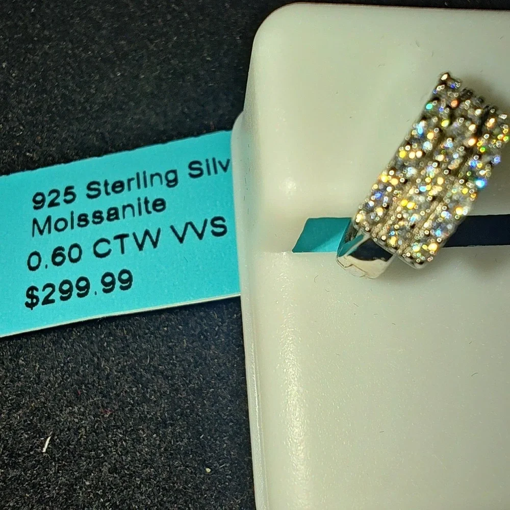 Huggie Hoop Earrings 925 Sterling Silver 0.60 CTW VVS Moissanite Multi Row